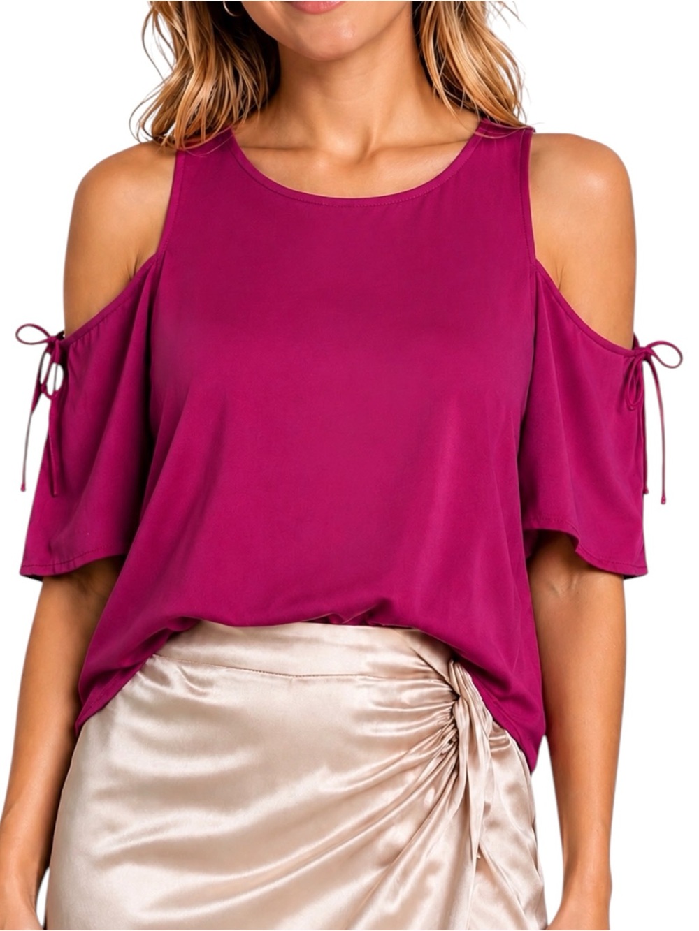 ALC Magenta Cold Shoulder Blouse XS US 2